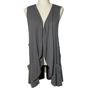 Prairie Cotton Vintage Thermal Waffle Knit Oversized Open Cardigan Gray Sz SM